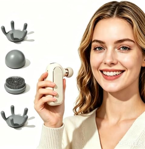 Mini Massage Gun Deep Tissue, Pocket Mini Massage Gun 4 Heads by ROUYIL