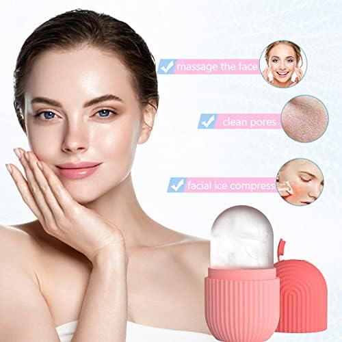 Joyeee Ice Face Roller, Reusable Silicone Mold Face Massage Eye Facial Beauty Skin Care Tools Apply Ice for Shrink Pores Anti Wrinkle Reduce Puffiness Improve Skin Elasticity, Striped, Pink - Image 4