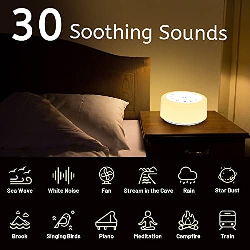 Soother Sleep Sound Machine Night Light White Noise Machine with 30 Soothing Sounds & 12 Color Night Lights for Baby Kids Adults Brown Noise Machine with Timer & Continuous Play for Home Travel Office - Image 2