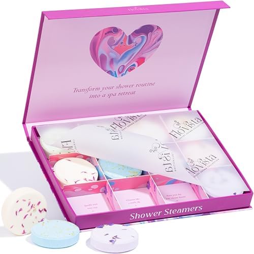 Aromatherapy Shower Steamers Gift Set – 12 Spa Tablets, 6 Scents (Lavender, Mint & Eucalyptus, Jasmine, Watermelon, Grapefruit & Orange) – Relaxation & Stress-Relief Self-Care Gifts for Women by Flovista