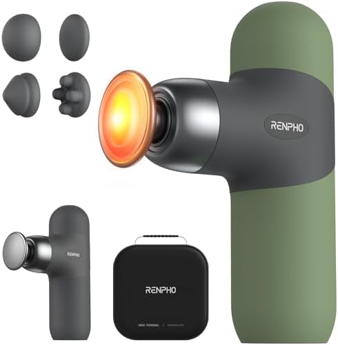 RENPHO Mini Thermal Massage Gun with Heat, Color Silicone Casing, 4 Speeds by RENPHO