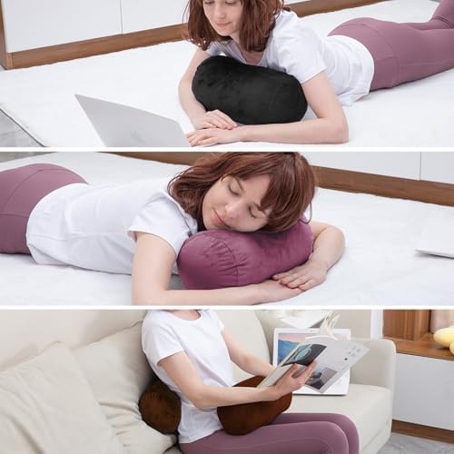 1 MIDDLE ONE Round Cylinder Bolster Pillow with Removable Velvet Cover, Tube Roll Cervical Pillow for Head, Neck, Back and Legs Support, 13" x 6", Black - Image 3