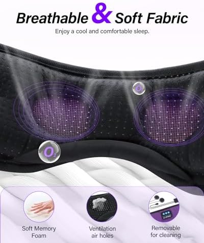 LC-dolida Sleep Headphones, White Noise Bluetooth Sleep Mask 3D Breathable Wireless Eye Mask for Timing, Sleep Mask with Bluetooth Headphones for Side Sleepers Travel Yoga, Cool Gadgets for Women Men - Image 4