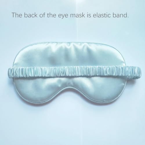 [1 Pack] QSYW Sleep Masks, Satin Eye Mask for Sleeping - Silky Eye Masks Bulk with Storage Bag & Elastic Strap, Light Blue - Image 6