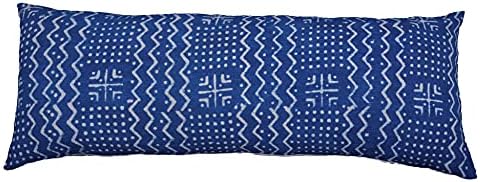 Trade Star Blue Indigo Mudcloth Pillow Cover Handwoven 100% Cotton Throw Body Pillow Case Long Pillow Cover for Farmhouse Spring Pillow Cover Modern Luxurious Beautiful (Indigo ALMA 14X36 INCHES) by TradeStar