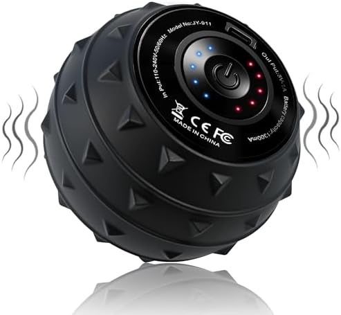 5-Speed Vibrating Massage Ball: Silicone Electric Massager with Auto Shut-Off, Physical Therapy Ball for Fitness, Mobility, and Relaxation, Wellness Gift (Black) by LUKYPORT