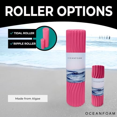 Oceanfoam Tidal Roller - Hot Pink - Muscle Massage Foam Roller for Back Pain & Stretching - Firm and Ergonomic Wide Wave Textured - Yoga, Athletics, & Wellness - Full Size, 20" x 5" - Image 5