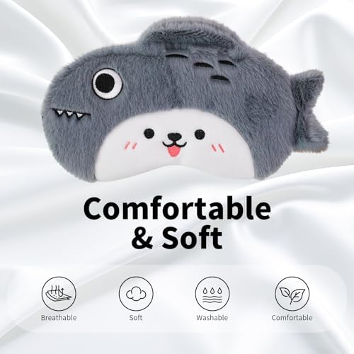 PERFECTSIGHT Sleep Eye Masks, Cute Sleep Eye Cover Lightweight Adjustable Eyeshade Mask Cover for Women Men Sleep Travel Nap, Gray Fish - Image 3