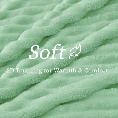 BEDELITE Ribbed Twin Blanket for Couch & Bed, Light Green, 60"x80" - Image 4