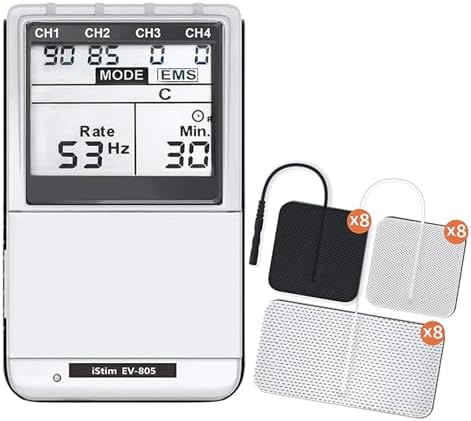 iSTIM EV-805 TENS EMS 4 Channel Rechargeable Combo Machine Unit - Muscle Stimulator + Back Pain Relief and Management- 24 Programs/Backlit (Including Electrodes Pads) - Image 2