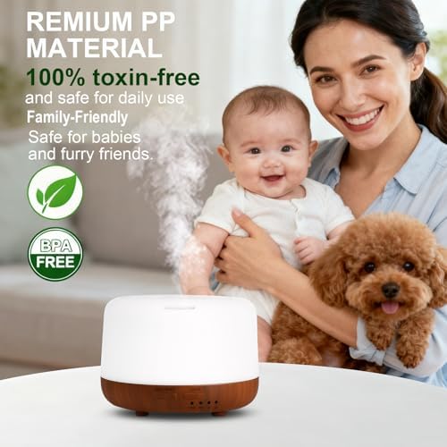 Marchred 300ML Essential Oil Diffuser for Home, Aromatherapy Diffuser with Remote Control, 7-Color LED Light and 4 Timers, Quiet Auto-Off, Easy to Use for Bedroom Office - Image 6