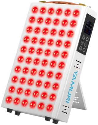 Red Light Therapy Panel, 660nm 850nm Red Light Therapy for Body, 9 Pulse Modes, 60 LEDs Light Therapy Lamp Built-in Timer and Stand for Daily Wellness by YAMURI