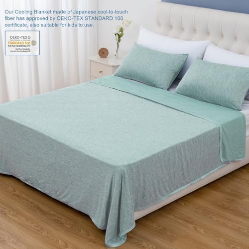CHOSHOME Cooling Blanket for Hot Sleepers Lightweight Summer Cold Thin Blankets for Sleeping, Hot Flashes Night Sweats, Soft Blanket for Bed, Queen Size, Green - Image 6