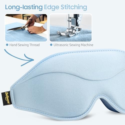 BeHoomi Sleep Mask, Premium Eye Mask for Sleeping, Total Blackout, Superior Soft Comfort, Upgraded 3D Ergonomic Designed Sleeping Mask for Home, Office, Travel, Meditation, Sky Blue - Image 6