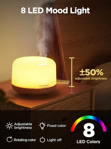 InnoGear 500ml Essential Oil Diffuser for Home Cool Mist Humidifier, Yellow - Image 5