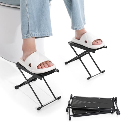 Foldable Toilet Stool - Portable Travel Poop Stool for Toilet, 5" and 10" Adjustable Heights, Heavier & More Stable, Improve Bathroom Posture and Comfort by JFNoraiva