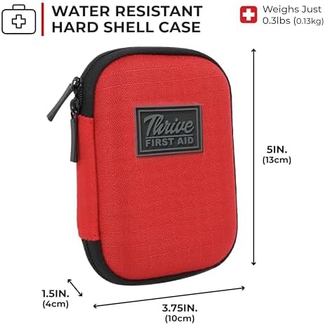 Thrive Mini First Aid Kit - Compact Travel Essentials Pack - Waterproof Camping Essentials Set - Portable Car First Aid Kit & Hiking Supplies Pouch - 66-Piece Set, Red Shell Case - Image 2