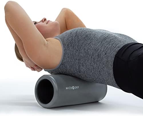 MICRODRY Deluxe Fitness Foam Back Roller for Muscle Relief, Roller for Yoga, Stretching, Deep Tissue Firm Massage & Trigger Point Release, Exercise Workout at Home or Gym, 13x5.3, Light Grey by Microdry