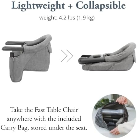 Inglesina Fast Table Chair - Stone Gray Melange + Fast Dining Tray - Portable Baby High Chair - for Babies & Toddlers up to 37 lbs - Fits Tables 0.8'' to 3.5'' Thick - Compact - Travel Bag Included - Image 4