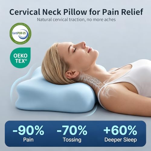 Cervical Neck Pillow - Contour Memory Foam Pillows for Pain Relief - Image 3