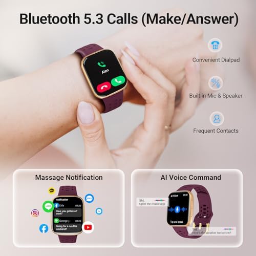 Smart Watches for Women/Men Android iPhone, [1.85" AMOLED Screen] Smartwatch Fitness Tracker 3ATM Waterproof with Bluetooth Calls, AI Control, Heart Rate/SpO2/Sleep Monitor, 7 Days Battery - Image 2