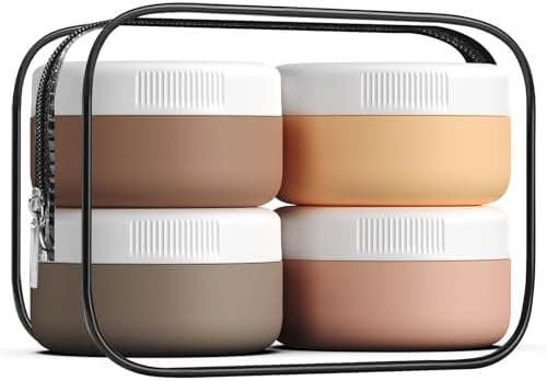 kuangre Travel Containers for Toiletries, Silicone Cream Jars BPA-Free, Leak-proof 1.35oz Travel Size Containers, Portable Size Silicone Jars with Lid for Cosmetic Face Hand Body Cream (4 Pack) by Kuangre
