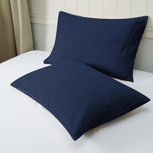 100% Egyptian Cotton 600 TC Waffle Weave Pillowcases King Size 2 Pack - Image 5