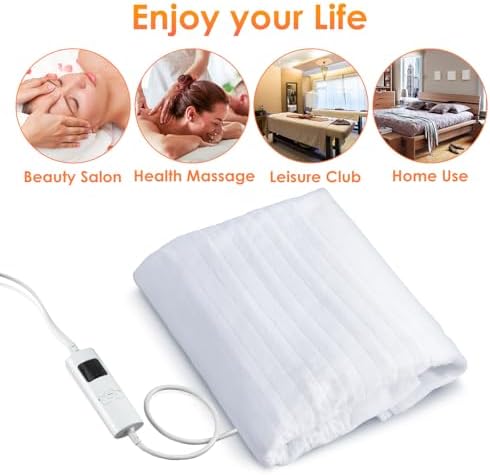 Massage Table Warmer Pads 9 Heat Settings Electric Heating Pad (72.8" x 30"), Digital Heat Control Pad, Heated Mattress Pad w/Overheat Protection for Massage Bed & Spa,White Bed Warmer - Image 6