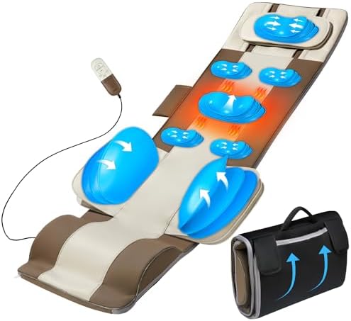 Full Body Massage Mat, 3D Body Stretching & Lumbar Traction, Back Heating, Traction Up & Down, Curve Stretch, Twist Left & Right, 4 Modes 3 Intensities 3 Heat Levels, PU Leather, Foldable, Fit 5'1-6'0 by SOTION
