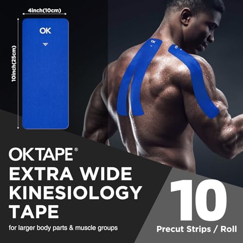 OK TAPE Extra Wide Kinesiology Tape for Shoulder, Back, Precut Strips - Image 2