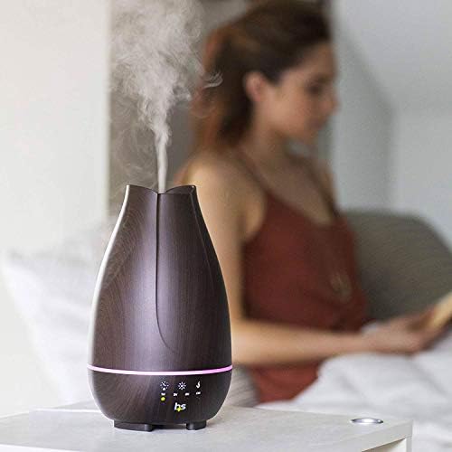 HealthSmart Essential Oil Diffuser, Cool Mist Humidifier and Aromatherapy Diffuser with 500ML Tank Ideal for Large Rooms, Adjustable Timer, Mist Mode and 7 LED Light Colors, Brown - Image 3