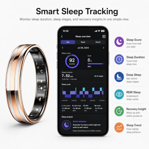 Slim Smart Ring for Women & Men, Ultra Thin Health Tracker Gold，9# - Image 5