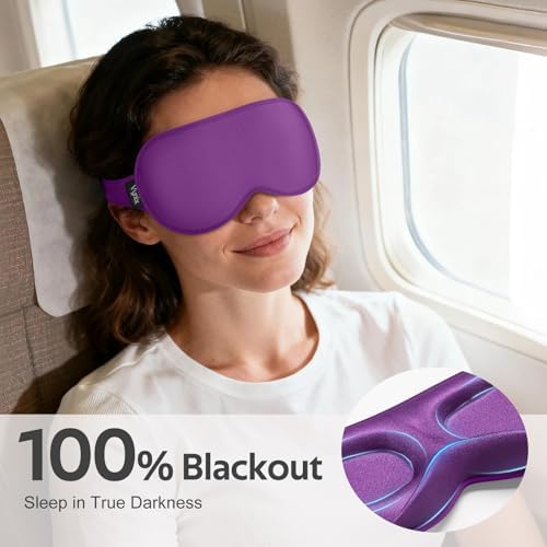 Vynix® Sleep Mask for Women Men - 100% Blackout Eye Masks for Sleep - 3D Soft Sleeping Mask for Side Sleepers - Zero Pressure Lash Extensions Eye Cover Shade for Airplane Travel Essentials, Purple - Image 2