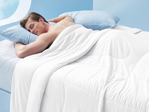 Bedsure Cooling Comforter Queen Size - Cooling Blankets for Hot Sleepers, Lightweight Comforter for Summer with Dual-Sided Cool Tech, Soft Breathable Cold Blanket for Sleeping, White, 88x88 Inches by Unknown