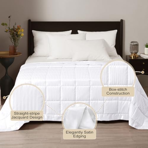 downluxe Weighted Blanket Queen Size, 15 lb Weighted Blanket with Glass Beads for All Season, Machine Washable Heavy Blanket (White, 90 X 90 Inch) - Image 2