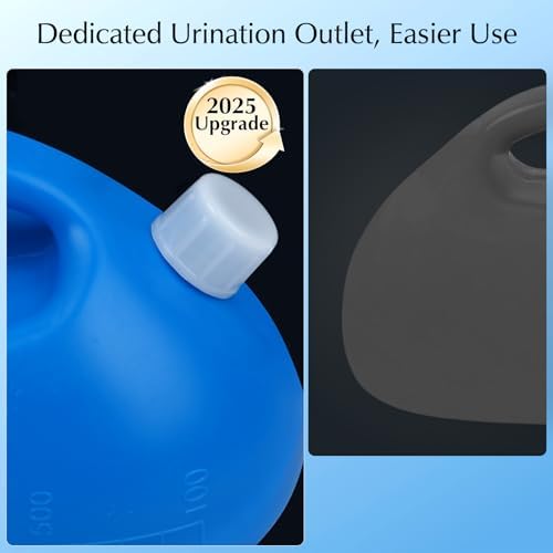 Portable Urinals for Men Spill Proof, OOCOME Upgrade Male Urinal Bottle Spill Proof for Seniors, Bedside Urinal with Soft Funnel & Long Hose, for Hospital Wheelchair Bedridden Car and Travel Use - Image 3