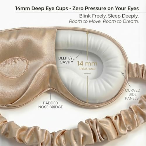 MATASSE 100% Mulberry Silk Sleep Mask, Champagne - Image 5