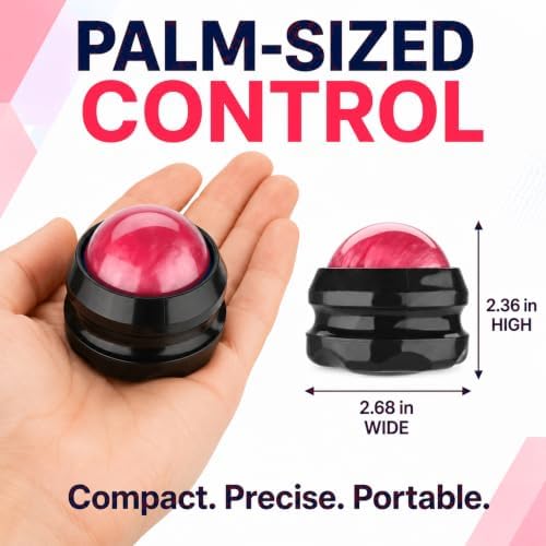 Manual Massage Ball Roller for Neck, Shoulder & Foot Pain - Pink Handheld Self Massage Tool for Essential Oils & Lotion - Image 5