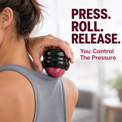 Manual Massage Ball Roller for Neck, Shoulder & Foot Pain - Pink Handheld Self Massage Tool for Essential Oils & Lotion - Image 3