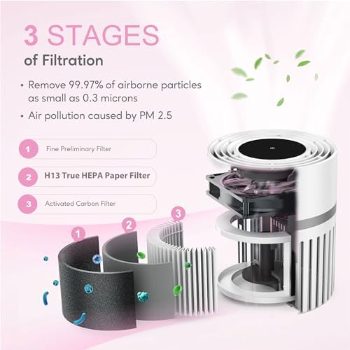 MEGAWISE EPI810 Air Purifier for Small Rooms | Captures Dust, Smoke, Pet Hair | Ideal for Home, Office, Bedroom (White) - Image 2