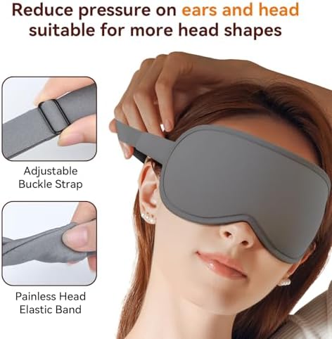 Sleep Mask, EVA BELLE Sleep Masks for Men Women, Zero Eye Pressure 3D Sleeping Mask, 100% Light Blocking Eye Covers with Adjustable Strap for Sleeping Travel Home Nap Rest Memory Foam - Image 3