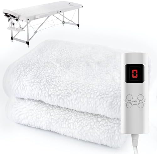 Massage Table Heating Pads Heated Massage Table Warmer 9 Heat Settings Professional SPA Bed Warmer (71" x 30"), Digital Heat Control Pad Electric Heating Pad, w/Overheat Protection White by Crablux