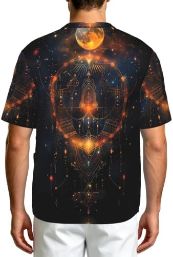 Men's Scrub Top,V-Neck Spill Wrinkle Resistant,3 Pockets-Mysterious Universe (4) - Image 2