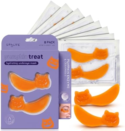SpaLife Pumpkin Korean Under Eye Patches | Halloween Boo Basket Ideas | Hydrogel Eye Patch for Dark Circles | Halloween Gifts for Girlfriend | Pack of 6 Pairs (6 Undereye Treatments) by SpaLife