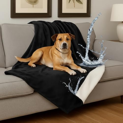 Tisancy Waterproof Gray Blanket for Dog Cat Puppy, 50'' x 80'' Double Side Leakproof Reversible Double Side Sherpa Flannel Fleece 3 Layer Lightweight Blanket, Absorb 44oz(BlackWhite), Machine Washable - Image 6