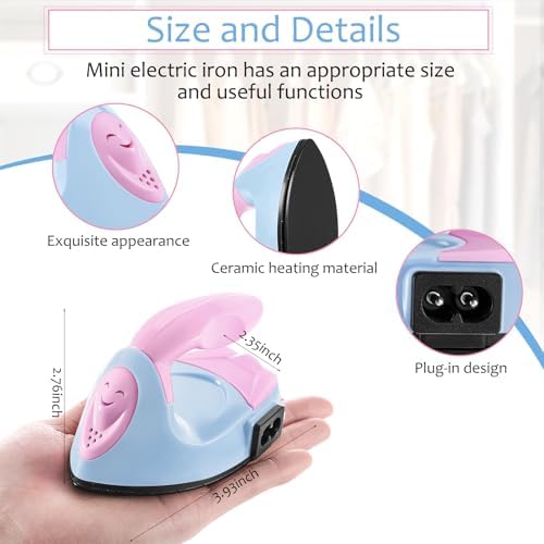 Honoson Mini Craft Iron with Charging Base Tiny,Light Pink, Light Blue - Image 2