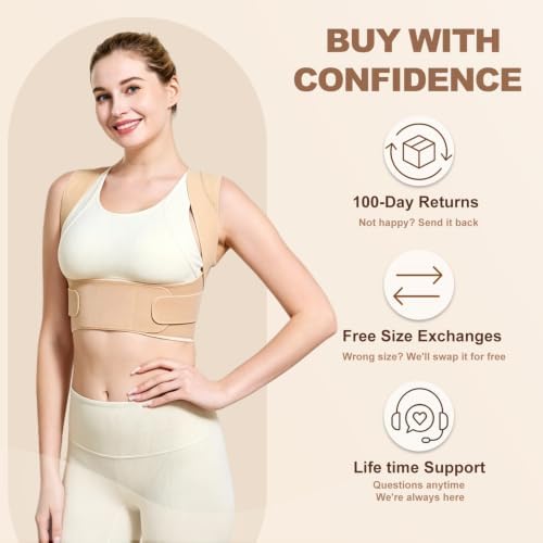 Invisible Posture Corrector for Women Lightweight Adjustable Back Brace for & Upper Back Shoulder Neck Pain Relief - Improve Posture Correct Hunchback Slouching Spine Corrector Under Clothes Large - Image 6