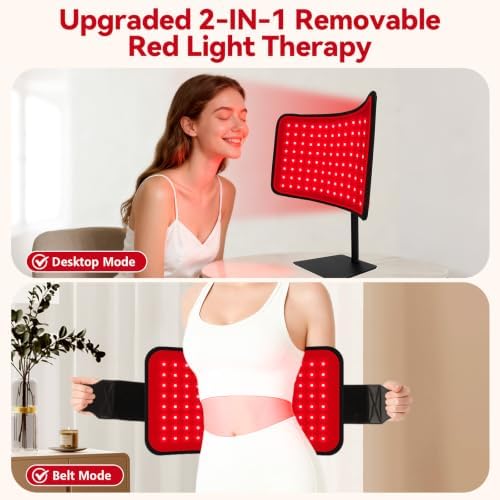 Red Light Therapy for Face & Body, 2-in-1 Red Light Panel with Belt, 660nm Red Light and 850nm Infrared Red Light Therapy Lamp, Remote Control, Adjustable Brightness & Timer for Skin Care & Relaxation - Image 2