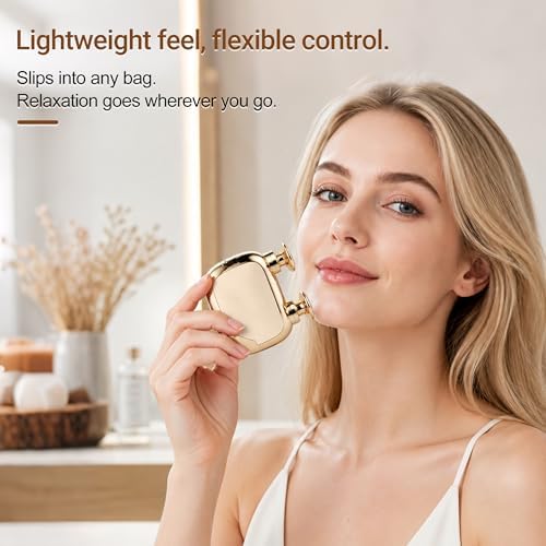 UFFAE Mini Dual-Head Massage Gun with 4 Heads 3 Speed Levels, Golden - Image 6