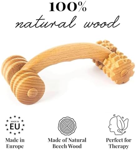 tuuli Accessories Back Massage Muscle Roller Tool Massager for Neck Shoulder Arms Legs Body Wooden 7 x 3 inches - Image 2
